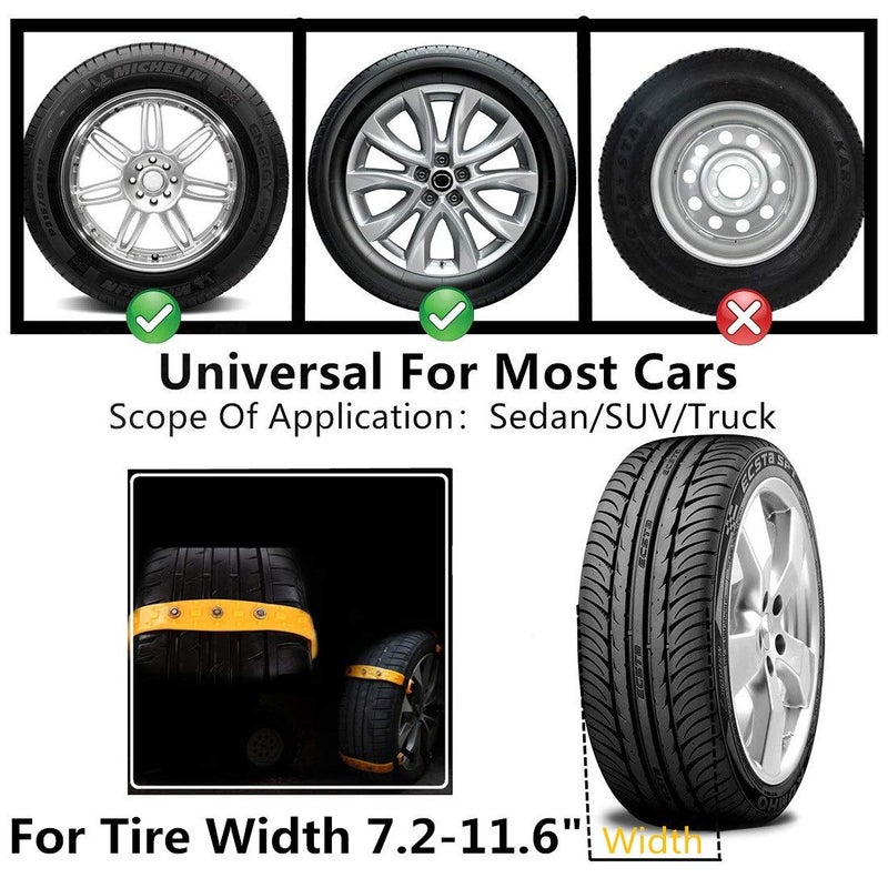 Mannice Snow Chains for SUV Car Anti Slip Adjustable Universal Emergency Thickening Anti Skid Tire Chain,Winter Driving Security Chains,Traction Mud Chains for Tire Width 7.2-11.6",10 Pcs - Image 3